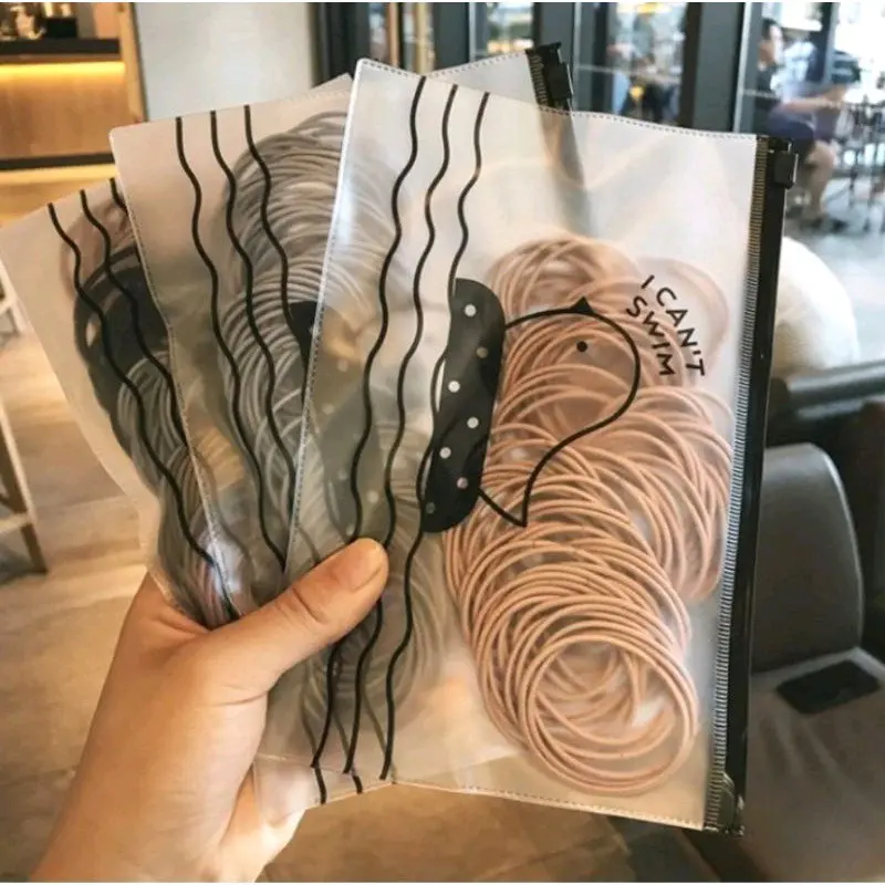 Ikat Rambut 100pcs polos elastis gaya korea ubtuk wanita dan pria