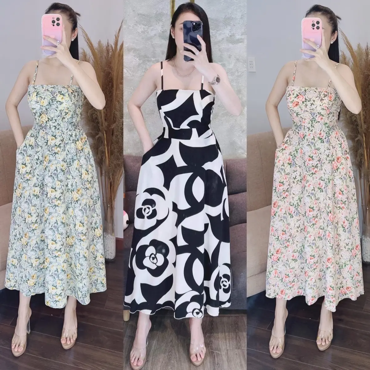 Đầm Hai Dây Nhỏ H001 Dáng Lửng .
