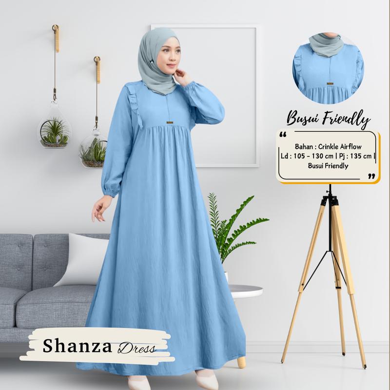GAMIS POLOS MATT CRINKLE AIRFLOW DRESS CRINKLE CASUAL / SHANZA DRESS BUSUI / GAMIS JUMBO WANITA 0