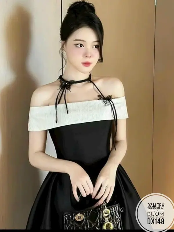 ĐẦM TRỄ VAI CHOKER NƠ BƯỚM BIGSIZE 50-90KG 2