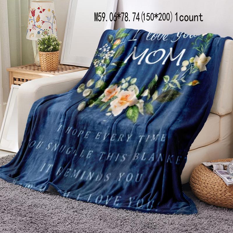 Floral & Letter Pattern Blanket, 1/2 Counts Soft Throw Blanket, Air-conditioned Room Blanket, Warm Nap Blanket for Home & Office, Gift for Mom 4