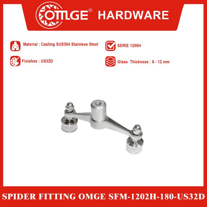 Gambar Spider Fitting/Klem Kaca Laba-laba OMGE SFM-1202H-180-US32D dari OmgeHardware Kota Administrasi Jakarta Utara Tokopedia