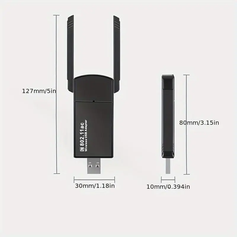 Wireless USB 1300Mbps Network Adapter, Desktop PC Wireless Adapter, PC WiFi Adapter with Built-in High-Gain Dual Band Antenna 1