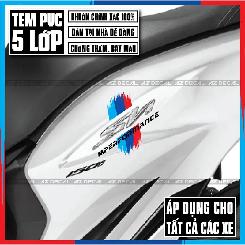 Tem Xe Performance ITALY / AMG / ĐỨC / PHÁP - Chất Liệu PVC Cao Cấp Chống Nước, Bền Màu Dán Xe Máy, Xe Hơi 2