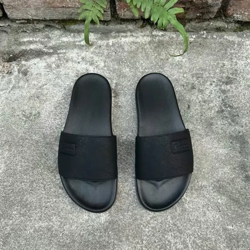 Dép da nam quai ngang thiết kế in logo fashion-đế cao su 2 lớp chống trơn trượt DéP Slipper