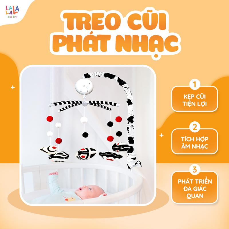 Đồ chơi treo cũi kích thích thị giác và thính giác phát nhạc 35 bài hát tự động quay Baby Crib Mobile cho bé sơ sinh có hộp đựng đẹp Lalala baby