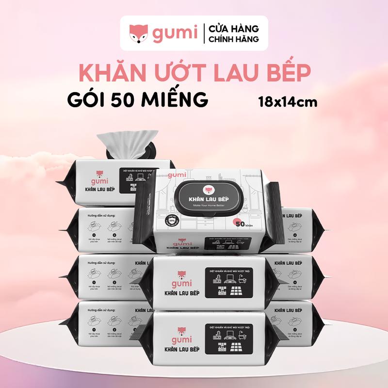 Khăn ướt lau bếp Gumi tẩy dầu mỡ khử trùng nội thất gia đình khăn ướt lau đa năng 80 tờ chuyên dụng lau sạch