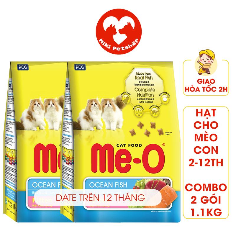 Combo 2 Túi Thức Ăn Cho Mèo Con Hạt Me-O Kitten 1.1Kg Vị Cá Biển - Miki Petshop gói meo