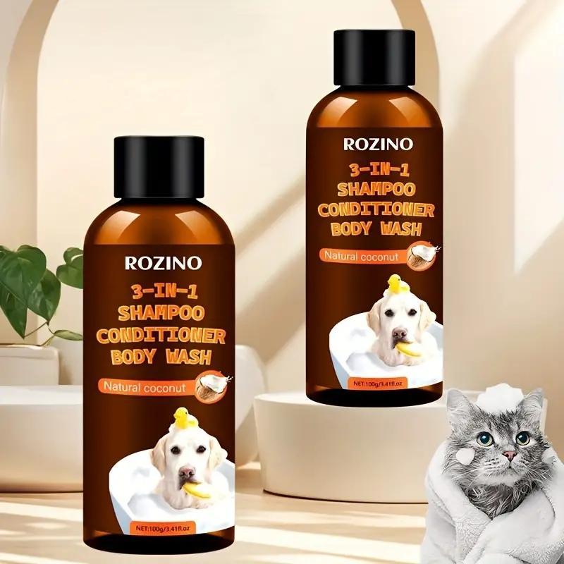3 in 1 Natural Coconut Pet Shampoo, Pet Conditioner and Shower Gel, Multifunctional Pet Grooming Supplies for Home and Outdoor Use 3