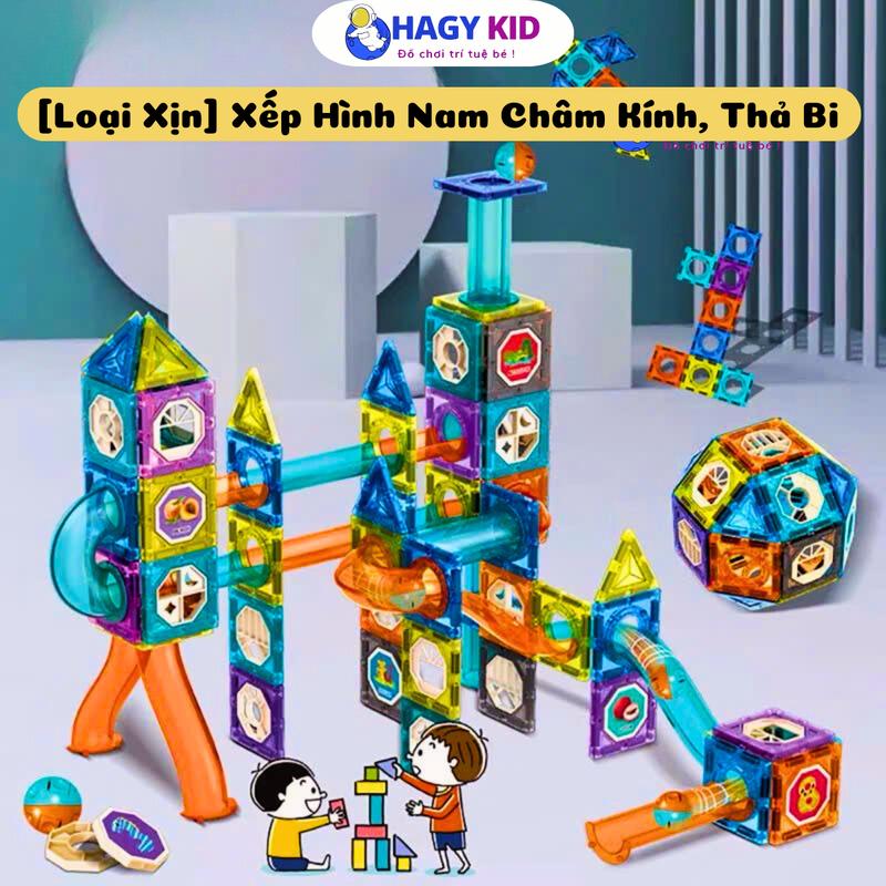 Loại Xịn Xếp Hình Nam Châm Kính Thả Bi Cho Bé Hagykid Phát Triển Trí Tuệ Tư Duy Logic Tự Do Sáng Tạo