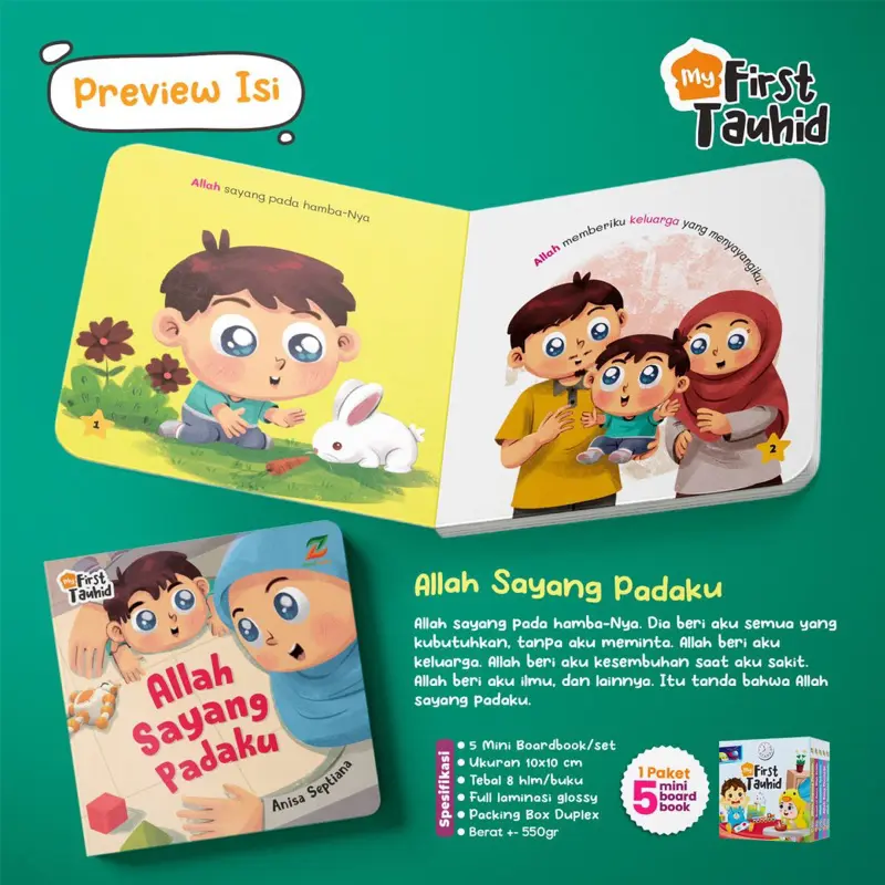 My First Tauhid - isi 5 Buku Boardbook Pengetahuan Dasar Tauhid Anak Usia 2+ Buku Cerita Anak - Ziyad Books 3