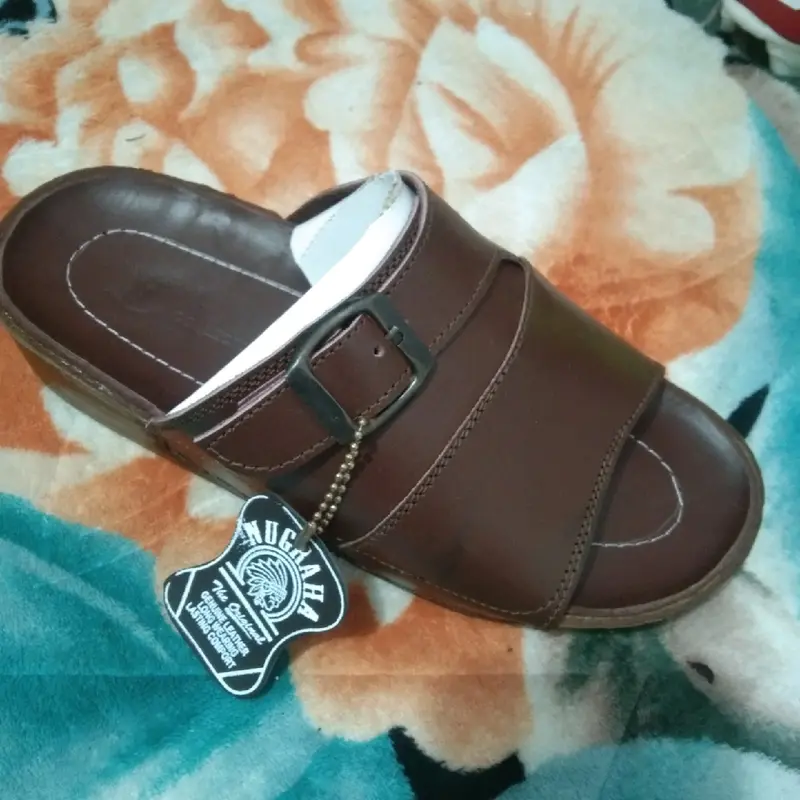 sandal model indian brand nugraha atau andian kulit asli 100% bayar COD Coklat Hitam Karet 4