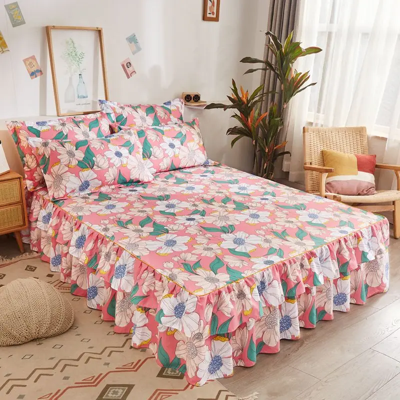Váy Ga Trải Giường Công Chúa, Phong Cách Hàn Quốc, Cùng Mảnh, Chống Trượt, Chăn Ga Trải Giường Ren Hai Mặt, Thích Hợp Cho Tất Cả Các Mùa, Ss242024 1