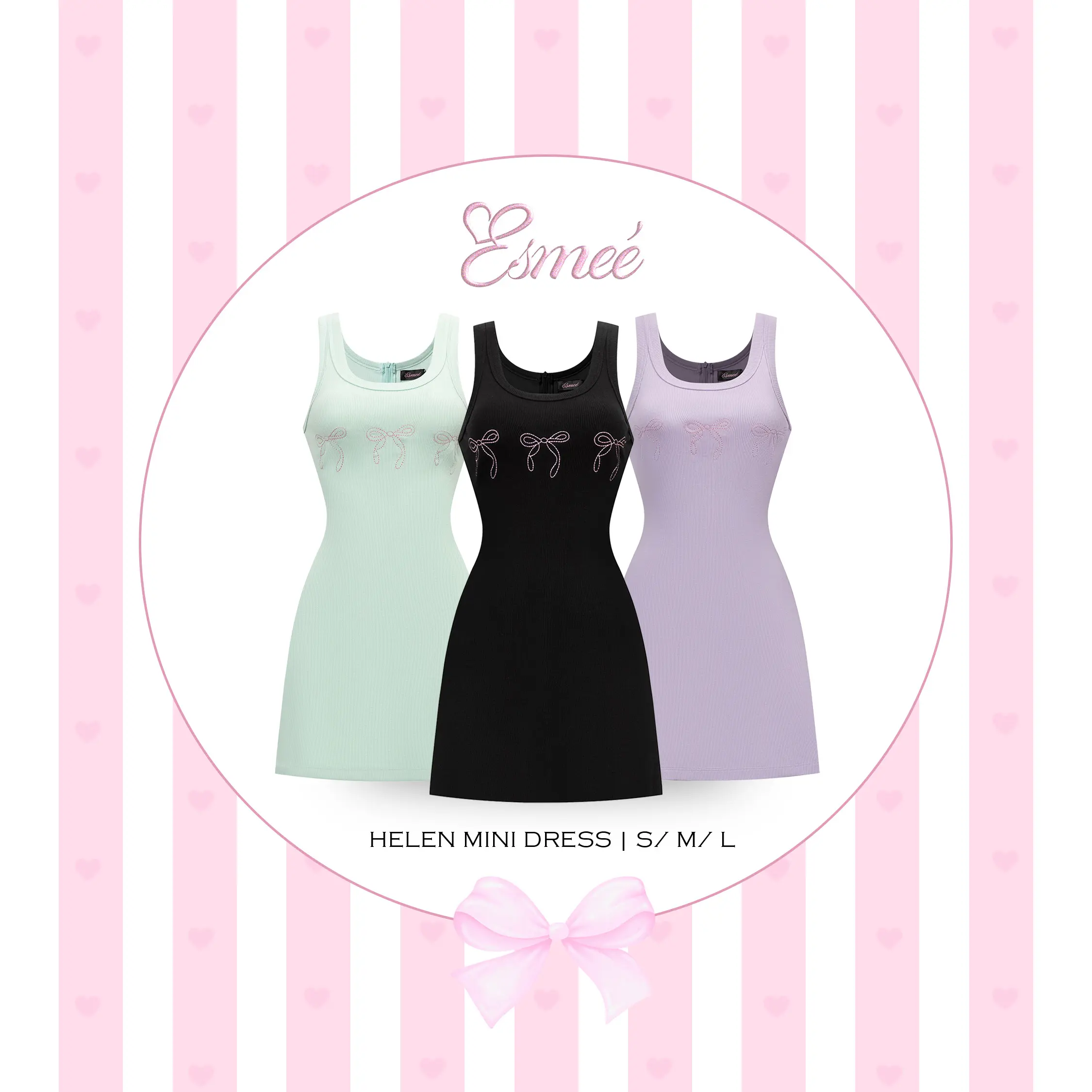 ( Xả Kho ) Esmeé | Đầm body thêu nơ Helen Dress