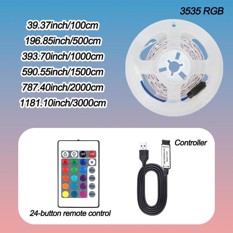Product Introduction of RGB LED Strip Light, 1 Count USB Powered LED Strip Light with 24-Key Remote Control, Color Changing LED Ambient Light for Bedroom, Party, TV Backlighting, Modern Decorative Light 1
