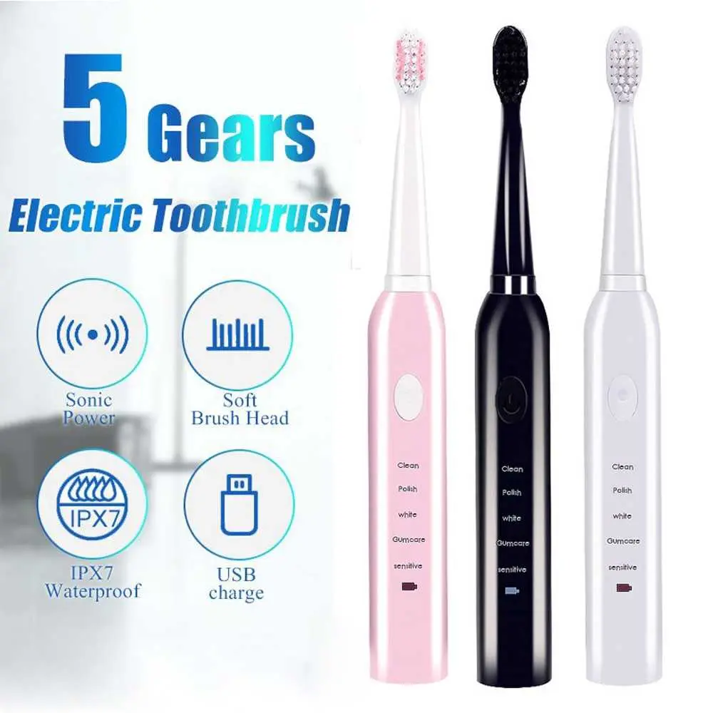 SEAGO Sikat Gigi Elektrik USB Rechargeable Bisa di Charge Ulang with 3 Replaceable Head Dengan 3 Kepala Sikat Pengganti