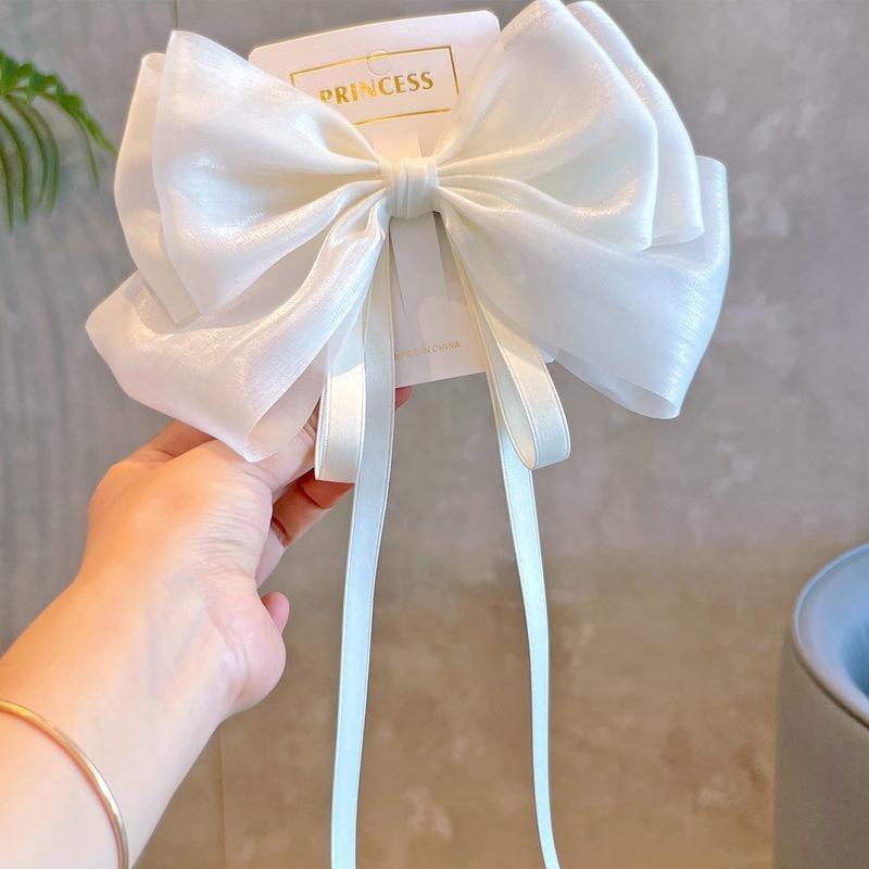 Product Introduction of Super Fairy Pearl Yarn Super Large Bow Girl Hair Clip Large Bow Girl Ribbon Hair Clip High-end Children's Hair Accessories 2