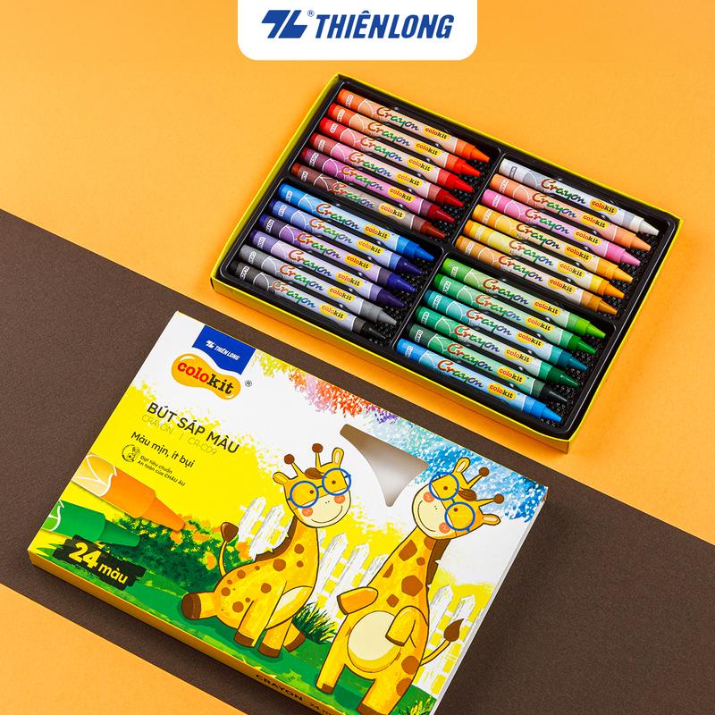 Bút sáp màu Thiên Long Colokit 24 màu tươi sáng tiêu chuẩn Châu Âu an toàn cho trẻ em tô màu, vẽ tranh CR-C09