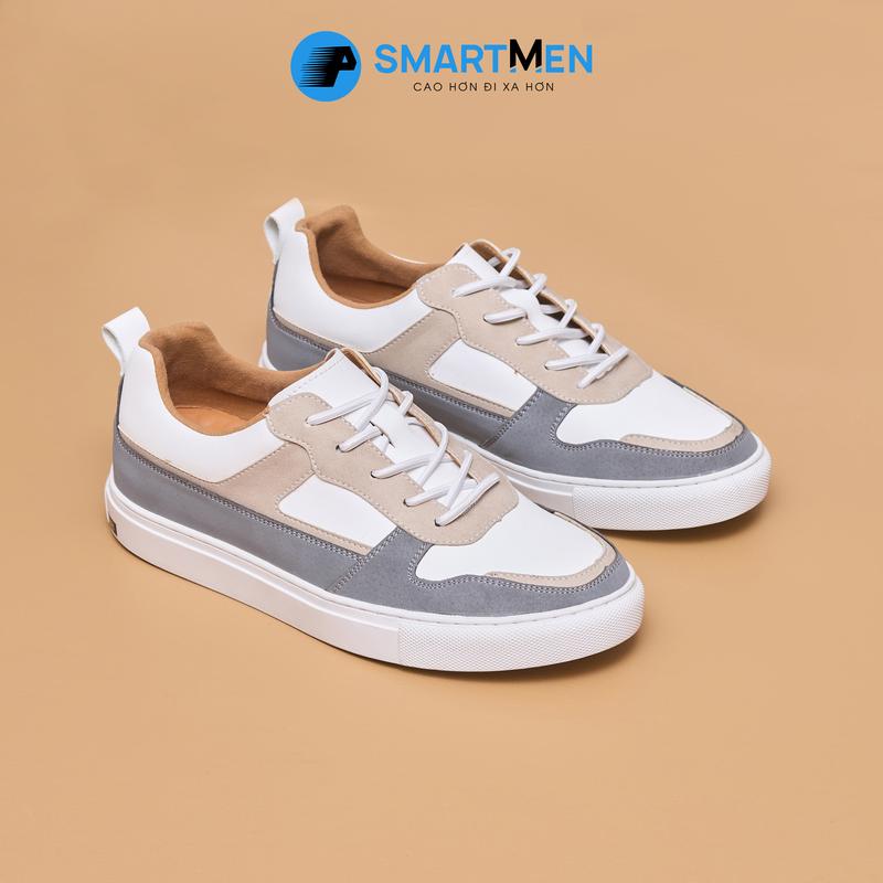 Giày da nam kiểu dáng thể thao GD116-M , thương hiệu Smartmen, da microfiber mix da nappa, đế cao su đúc nguyên khối êm nhẹ, tăng chiều cao bí mật 5cm êm chân  Shoes