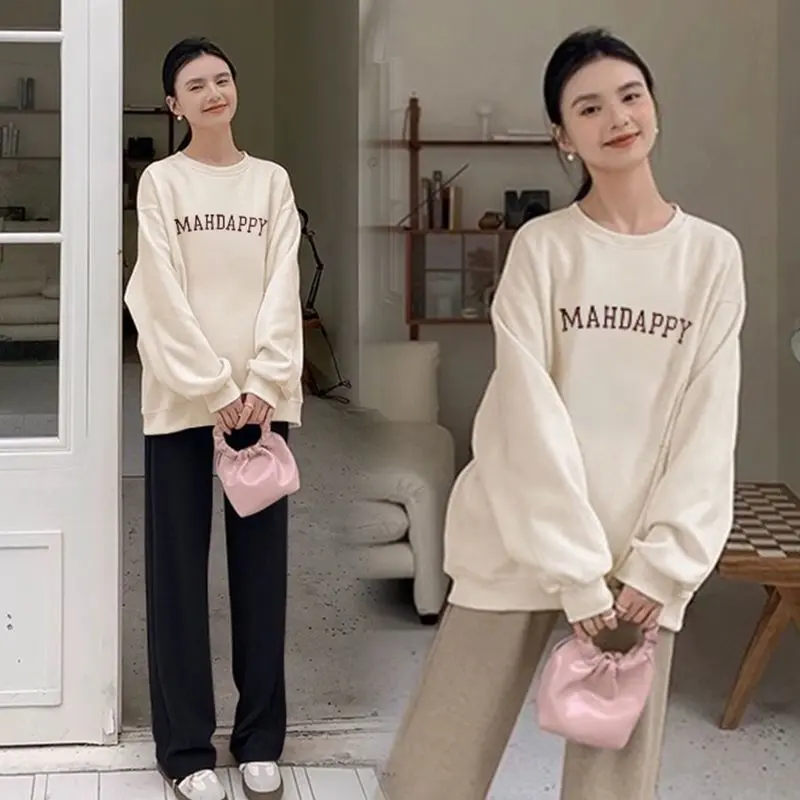 Quần Áo Bà Mang Thai, Bộ Đồ Mùa Xuân Và Mùa Thu, Thời Trang Thường Ngày Áo Len, Tay Áo Dài, Có Thiết Kế Bụng, Áo Khoác, Bộ Hai Mảnh, Thích Hợp Cho Mùa Xuân 8