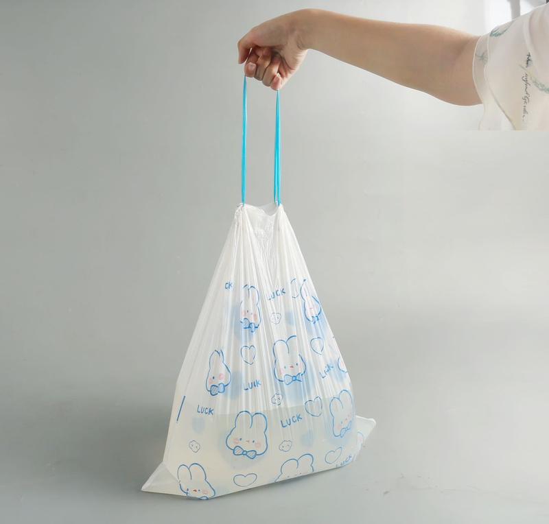Product Introduction of Beg Sampah, Arnab Hati Biru, Reka Bentuk Comel Kartun, Mudah Alih, Tebal, Cetak, 100 Keping, Sesuai untuk Dapur Isi Rumah disposable dengan pemegang plastik sampah 16