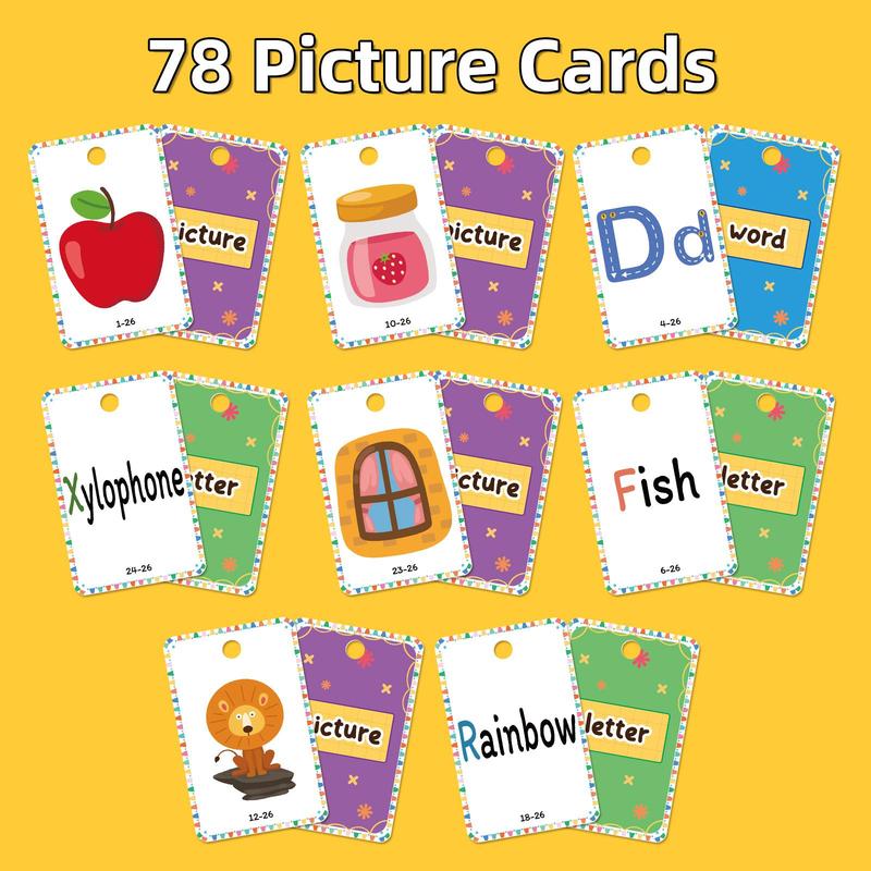 Product Introduction of Alphabet Early Learning Card (1 Set), Early Education Learning Card, Including 78pcs Double Sided Pictures Cards, Word Recognition Card, Parent-child Interactive Card Set 16
