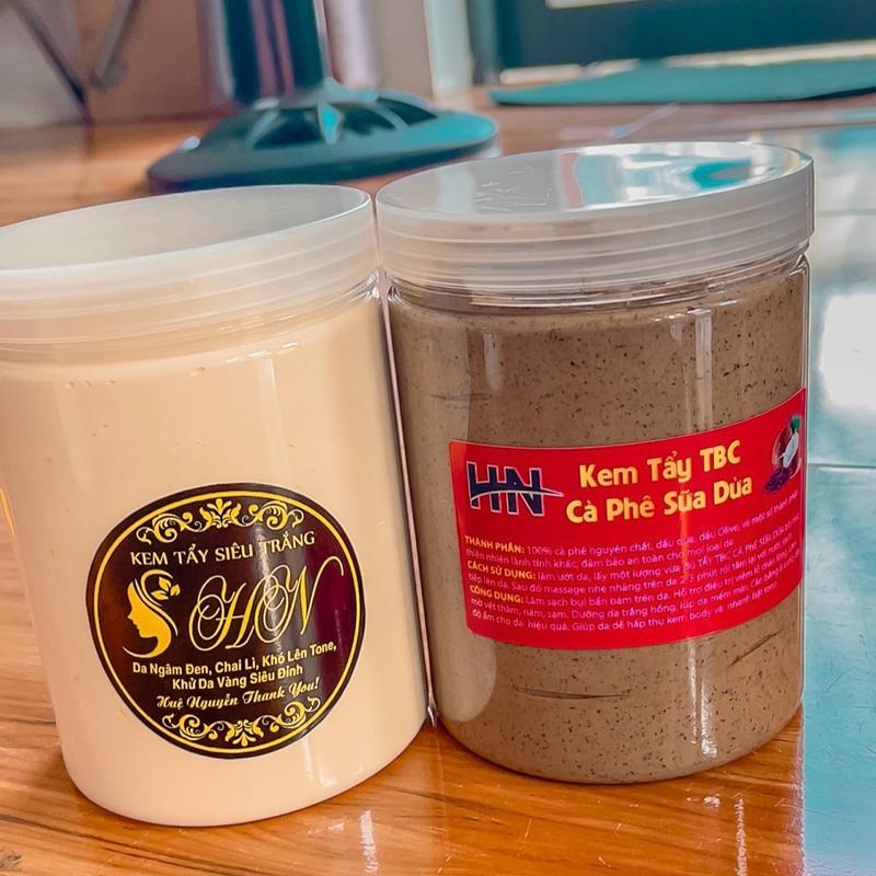 COMBO TẨY TẾ BÀO + KEM TẨY KÍCH TRẮNG HỦ 1 KÝ tất cả loại da Dưỡng Da Body Dưỡng Body