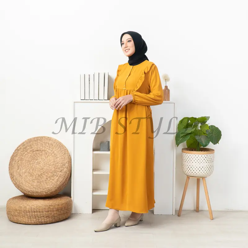 MIB Style - Alzena Dress Crinkle Airflow - Gamis Polos Busui Friendly Kancing Aktif Tali Nyaman • simpel 4