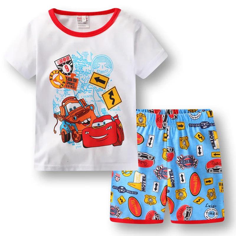 New Summer Kids Pyjamas Children Sleepwear Baby Set Boys Girls Cars Short sleeved Pijamas Cotton Nightwear Clothes Pajamas Sets 4