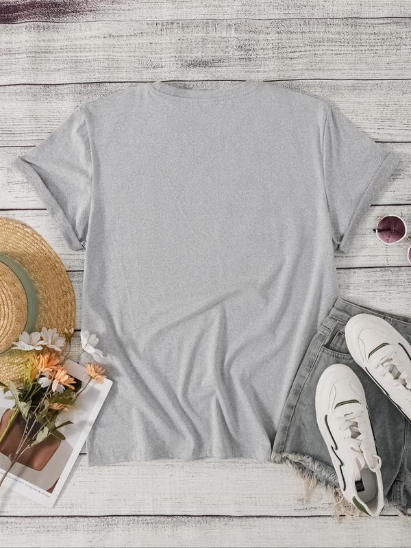 Women's Butterfly & Floral Print Round Neck Tee, Casual Short Sleeve T-shirt for Daily Wear, Ladies Summer Outfit 5