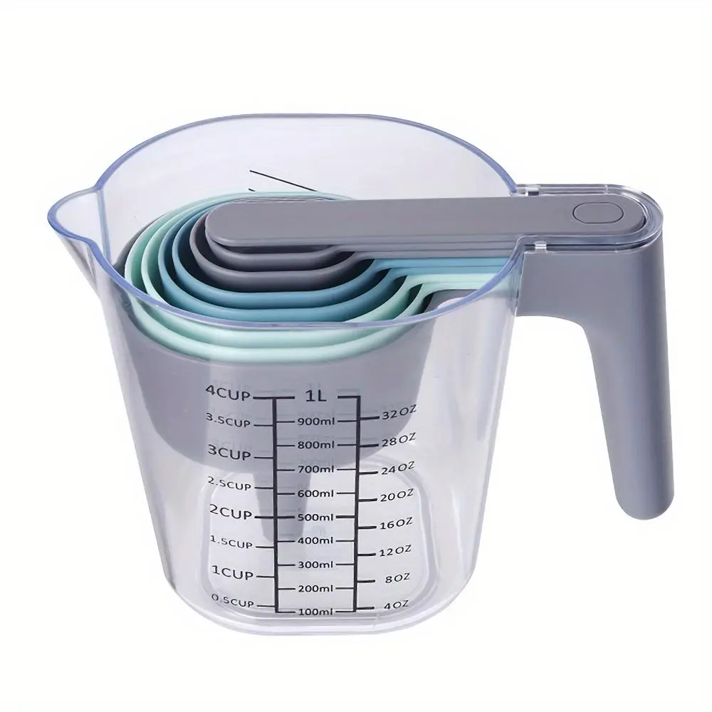 Measuring Cup & Spoon Set, 9 Counts/set Stackable Measuring Cup & Measuring Spoon & Funnel Set, Kitchen Cooking Baking Measuring Spoons Set for Liquid