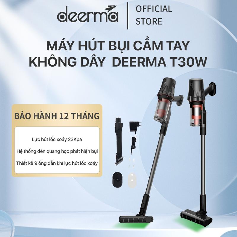 Máy hút bụi cầm tay không dây DEERMA T30W Thiết kế đèn quang học phát hiện rõ bụi bẩn - Bảo hành 12 tháng
