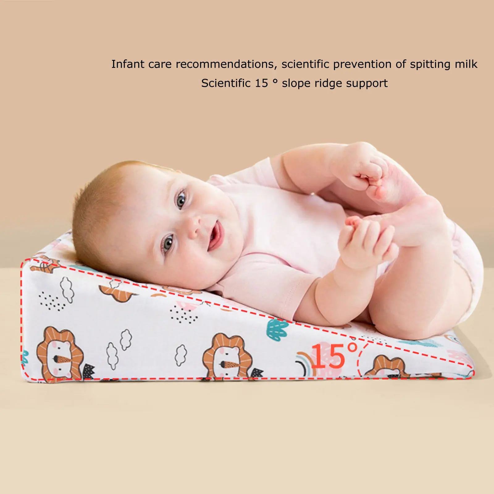 Baby Sleeping Pillow Soft Newborn Support Wedge Pillow Nursing Pillow with Mesh Lining for Reducing Spit-Up