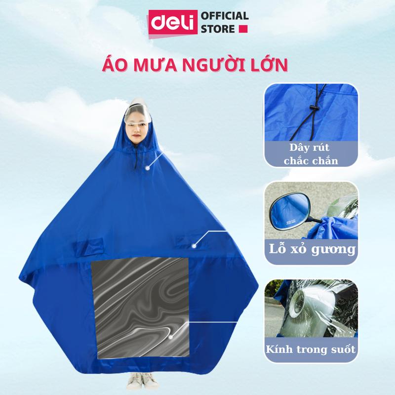Áo mưa người lớn 1 đầu kèm kính chắn mưa trong suốt, chất liệu chống thấm có dây rút điều chỉnh linh hoạt
