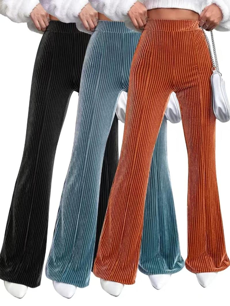 Product Introduction of Women's Solid High Waist Flare Leg Pants, Casual Comfy Bell Bottom Trousers for Daily Wear, Ladies Bottoms for All Seasons 3