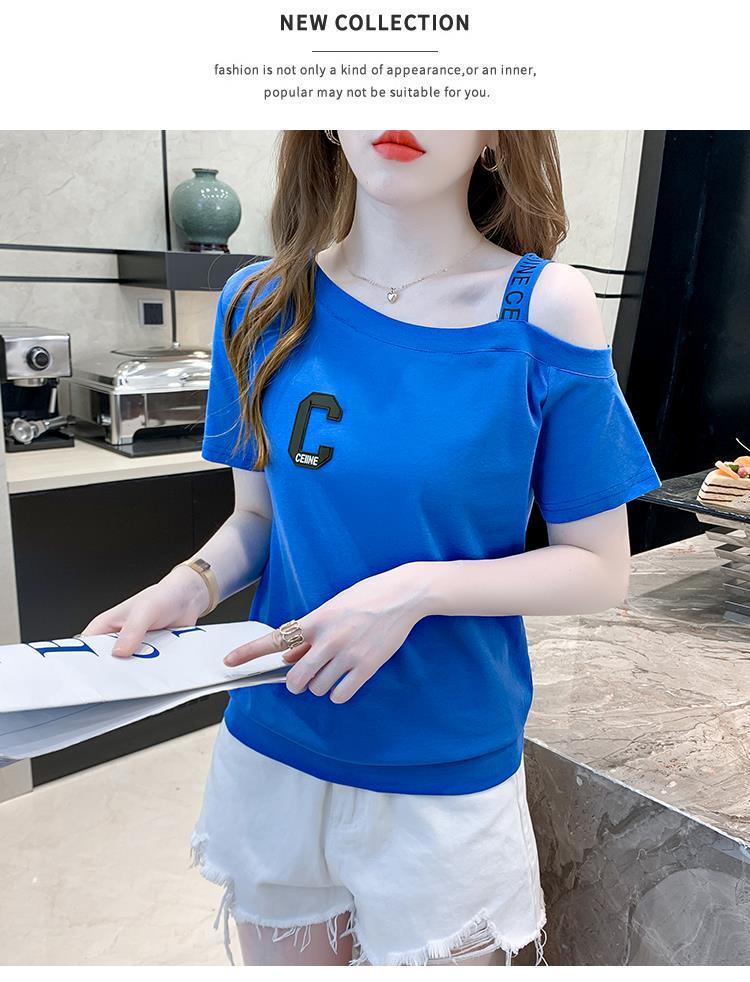 Product Introduction of Áo Phông Cotton Ngắn Tay, Nữ Và Cô Gái Nóng Bỏng, Trang Phục Mùa Hè, Phong Cách Hồng Kông, Ins, Dễ Thương Và Gợi Cảm, Sling, Trễ Vai, Cổ Áo Rộng Rãi, Áo Trễ Vai, Thời Trang 20