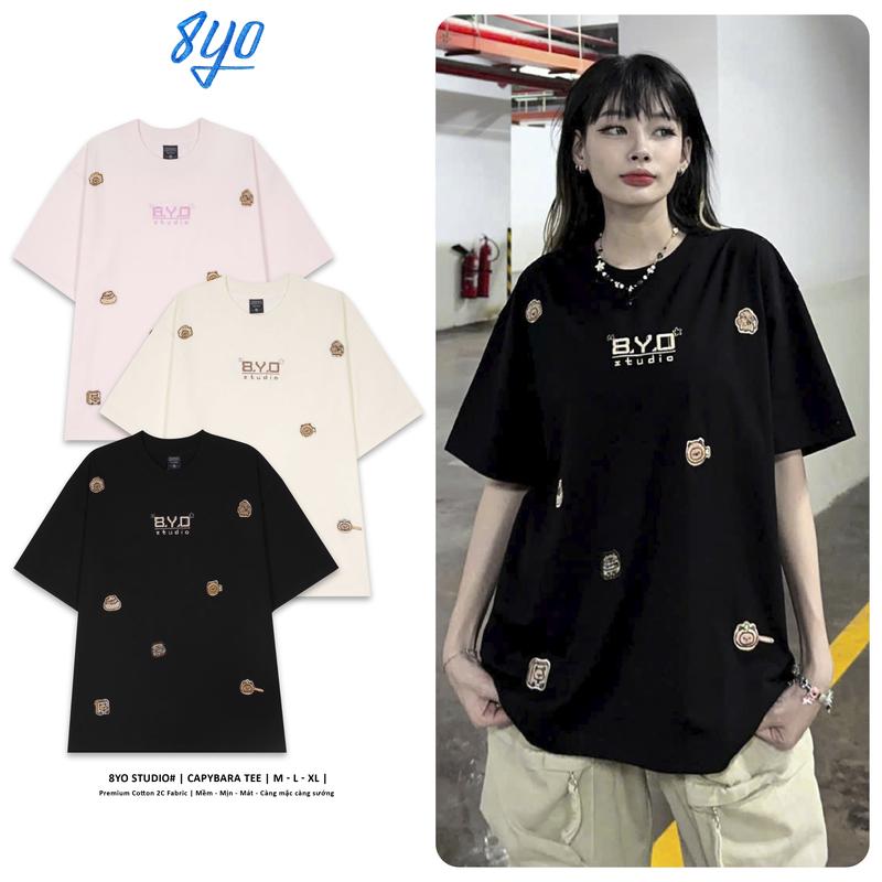 Áo Thun Thêu 8YO CAPYBARA Tee Cotton Mềm Mịn Mát - Áo Phông Cổ Tròn Local Brand Unisex Nam Nữ Form Rộng