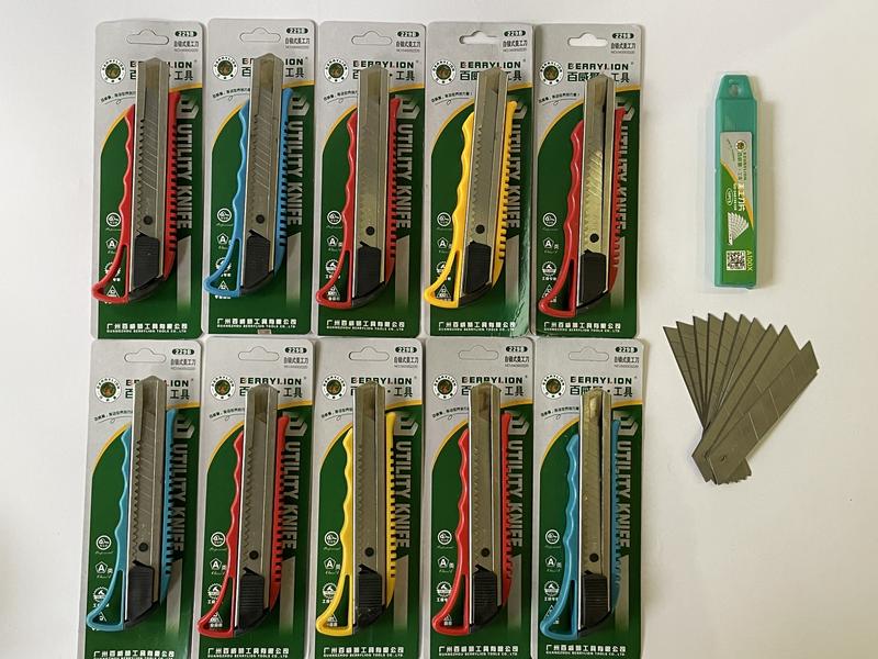Combo 10 dao rọc giấy hiệu Berrylion cao cấp thép A100 Tặng 10 lưỡi dao