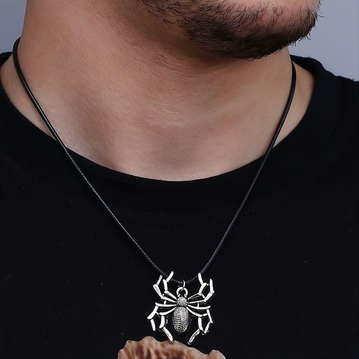 (KL80) KALUNG TALI HITAM LIONTIN LABA LABA KOREAN STYLE ANIMAL NECKLACE-CJR TITANIUM 0
