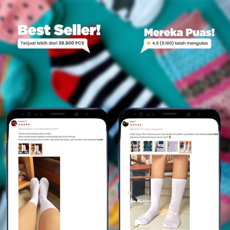 Kaos kaki sport / olahraga tebal hitam putih panjang sebetis - athletic midcalf crew socks - SIKATUN 6