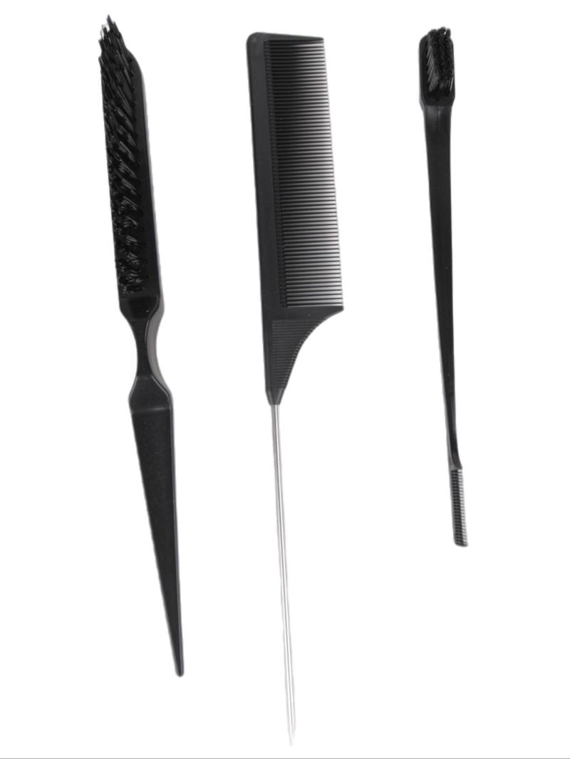 Product Introduction of 5pcs Hair Styling Comb & Brush & Wax Stick Kit, Teasing Wigs Brush, Rat Tail Comb for Women, Edge Brush for Edge & Back Brushing for Women, Hair Styling Tool Set 12