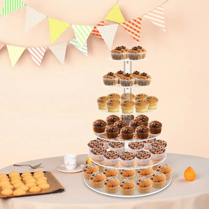 6 Tier Cupcake Stand, 1 Count Acrylic Cupcake Tower Display Stand, Cupcake Holder for Birthday Wedding Party Decoration, Ornaments 3
