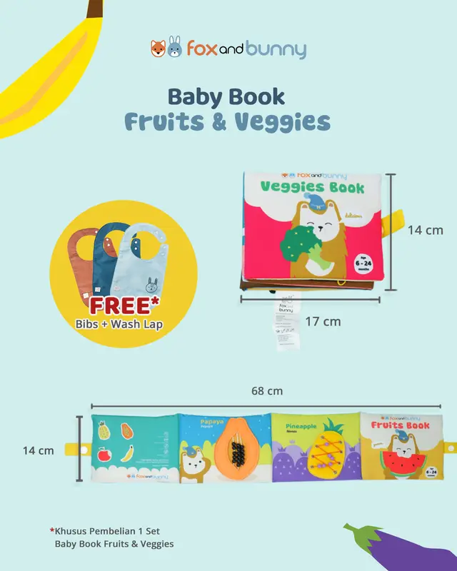 Buku Mainan Pintar Anak Baby Book Fox and Bunny Fruits & Veggies Series Books 6