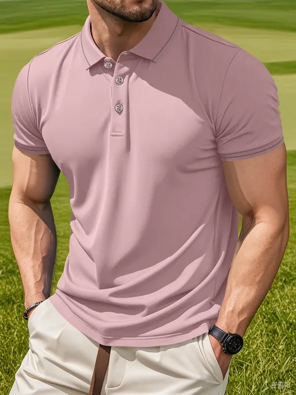 Men's Regular Fit Solid Short Sleeve Polo Shirt, Casual Comfy Breathable Collared Top for Summer, Fashion Men's Clothes for Daily Wear, Tropical 2