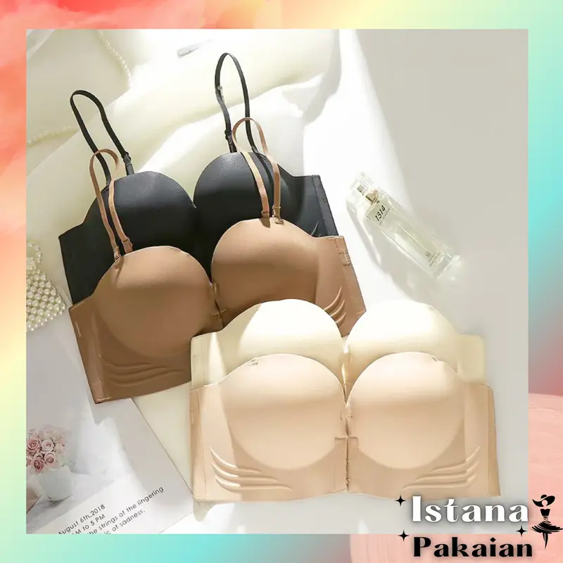 Istana - 9076 Bra Busa Tebel Push Up Tanpa Kawat Mengangkat PD 2 In 1 Strapless Bh Wanita Polos Nyaman 0