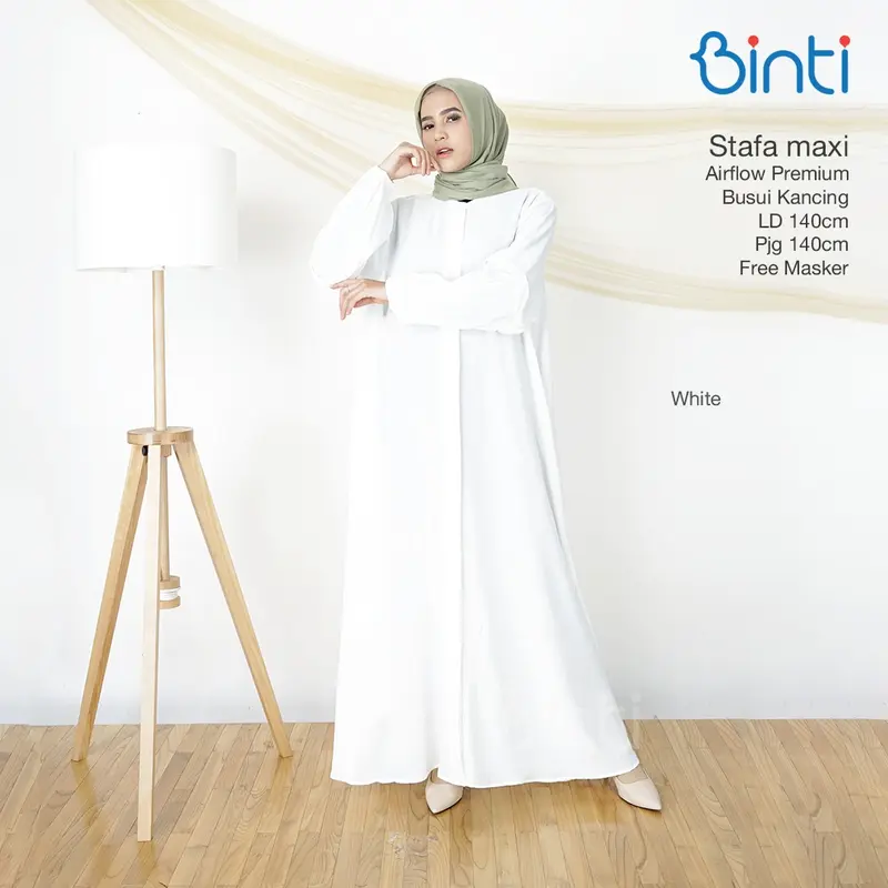 binti gamis jumbo wanita ld 140 stafa maxy dress motif polos busui kancing mat airflow 4