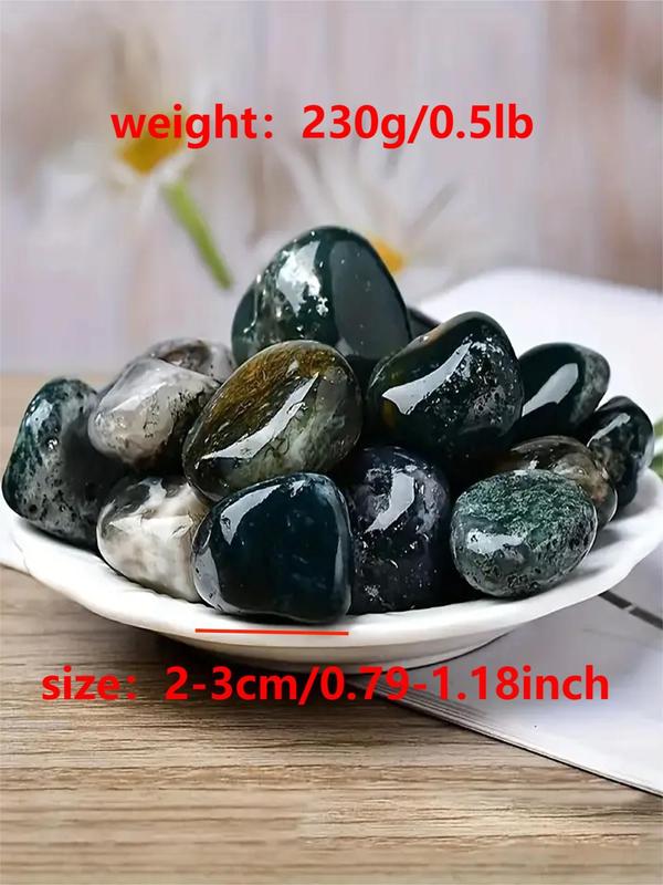 Natural Polished Moss Agate Tumbled Rocks, Unique Patterned Decorative Rocks for Aquarium and Home Decor, Jewelry Making DIY 1