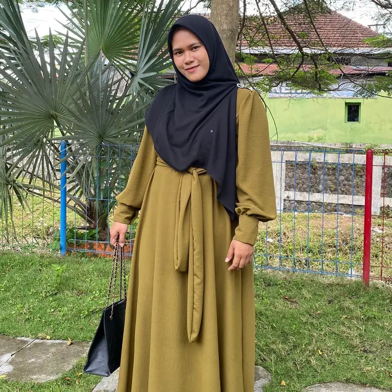 READY STOCK GAMIS AIRFLOW LENGAN BALON SIZE XL LD 120 crinkle muslim dress Wanita Panjang 0