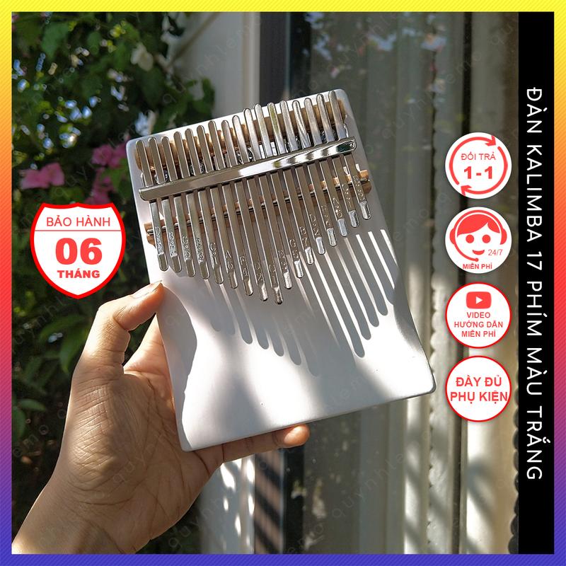 Đàn kalimba 17 phím màu trắng QUYNHLEMO nguyên khối cao cấp âm hay không tịt tặng đủ phụ kiện
