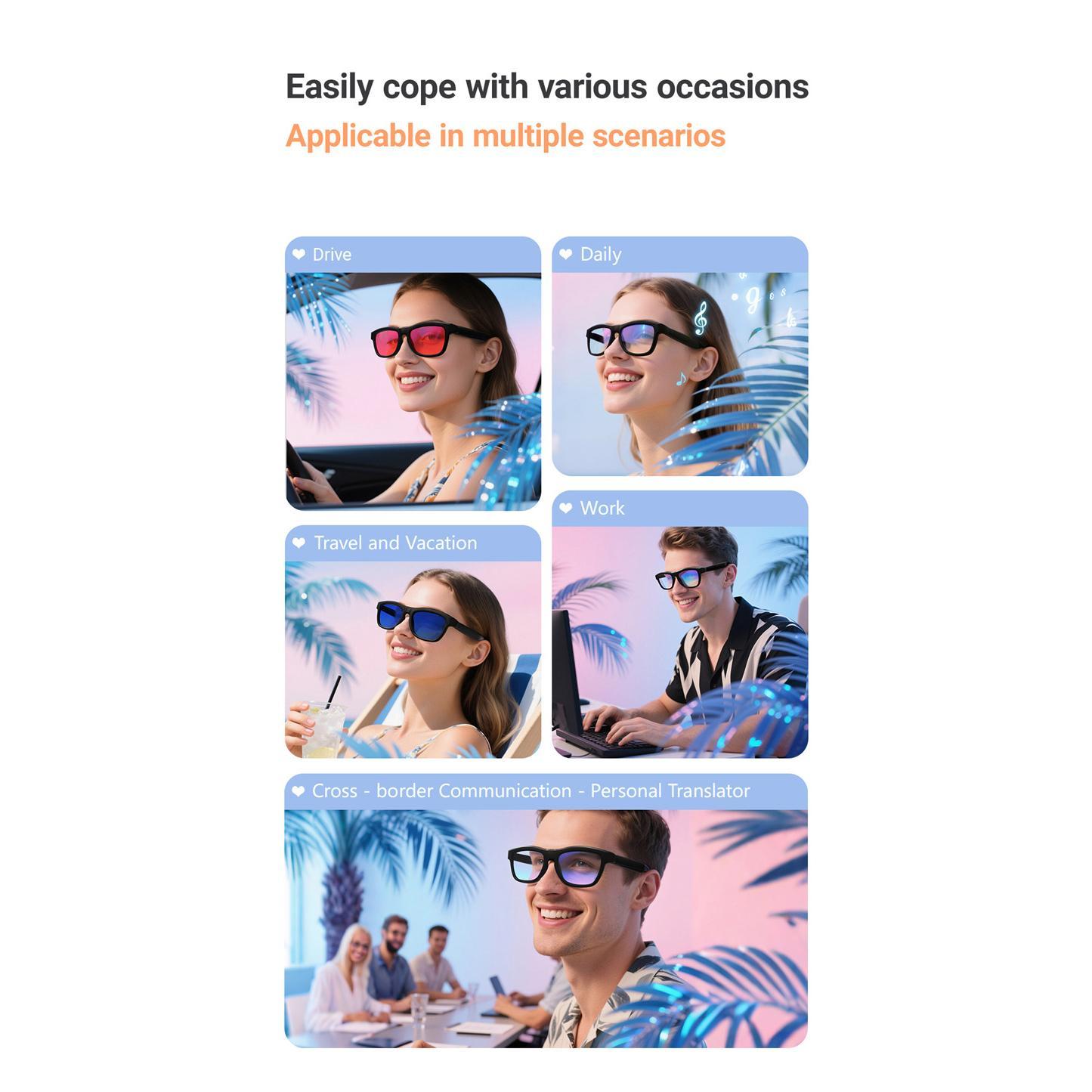 Bluetooth Touch-Dimming Glasses Multifunction Electrochromic Glasses AI Intelligent Translation HD-calling Music Player 2025 New